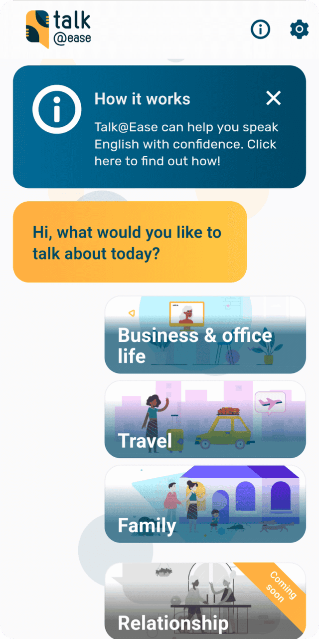 Talk-at-ease application screenshot