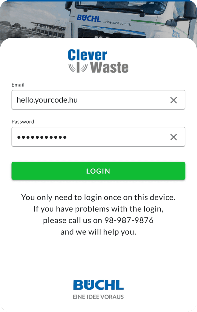 CleverWaste Customer application screenshot